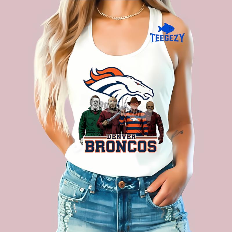 Denver Broncos Halloween Horror Killers Dri Fit Tanktop Denver Broncos Halloween Horror Killers Dri Fit Tanktop