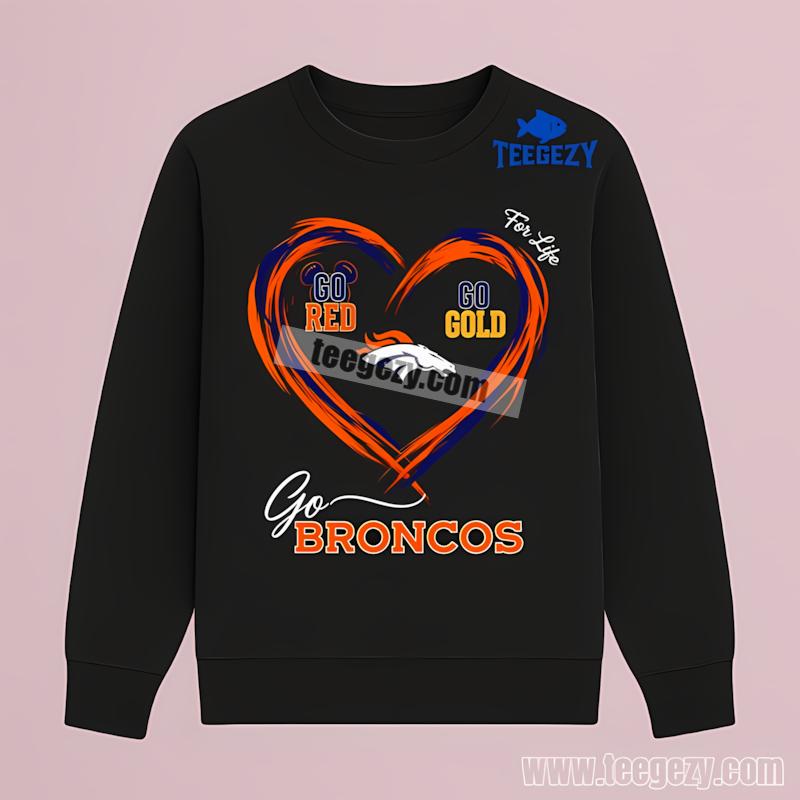 Denver Broncos Heart Go Red Go Gold Soft Long Sleeve Denver Broncos Heart Go Red Go Gold Soft Long Sleeve