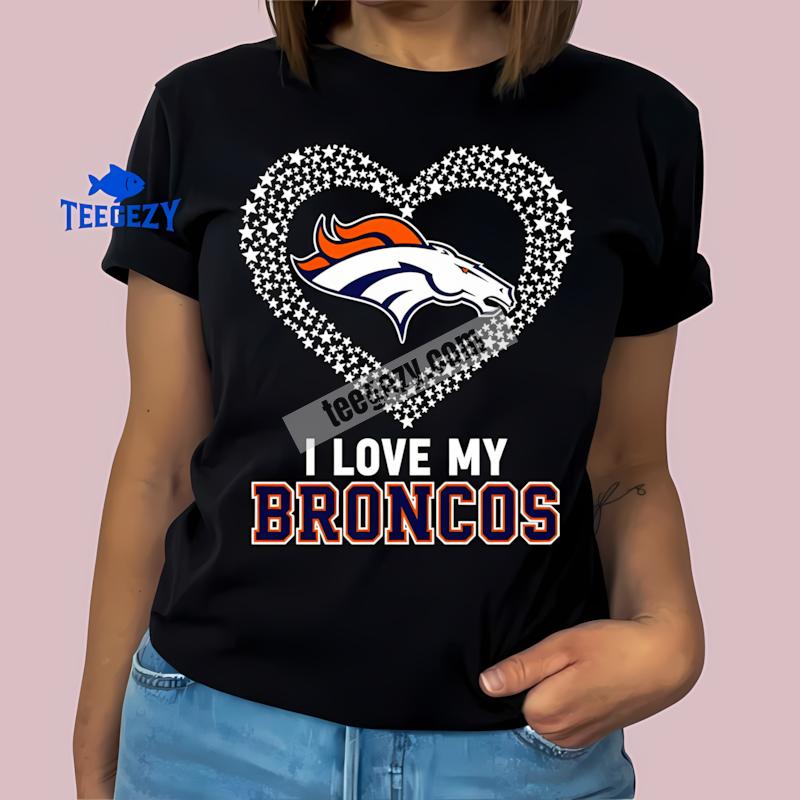 Denver Broncos I Love My Broncos Heart Womens T-Shirt Denver Broncos I Love My Broncos Heart Womens T-Shirt
