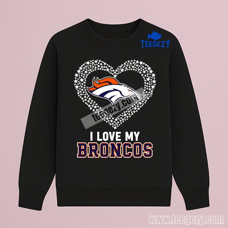 Denver Broncos I Love My Broncos Heart Womens Long Sleeve Denver Broncos I Love My Broncos Heart Womens Long Sleeve