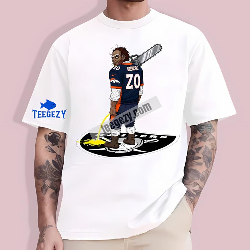 Denver Broncos Leatherface Raiders Rivalry Mens T-Shirt Denver Broncos Leatherface Raiders Rivalry Mens T-Shirt