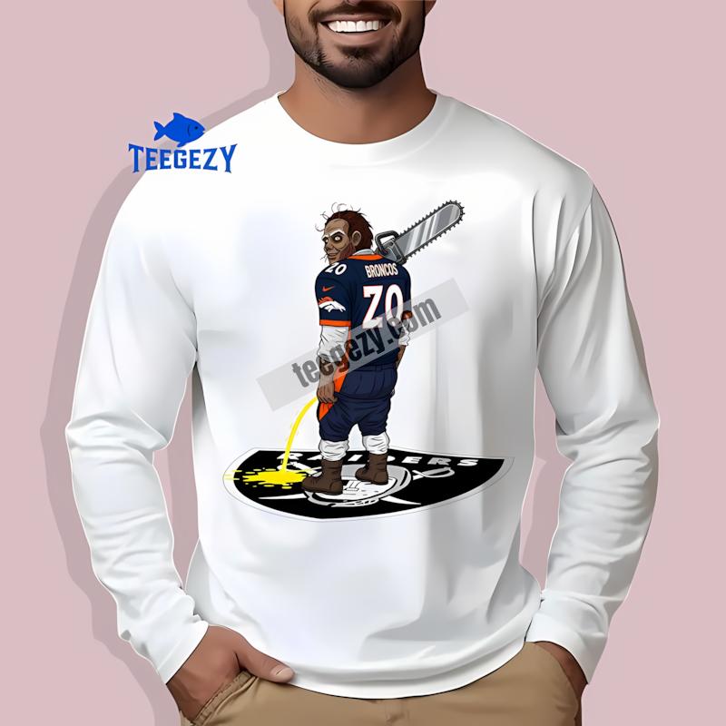 Denver Broncos Leatherface Raiders Rivalry Mens Long Sleeve Denver Broncos Leatherface Raiders Rivalry Mens Long Sleeve