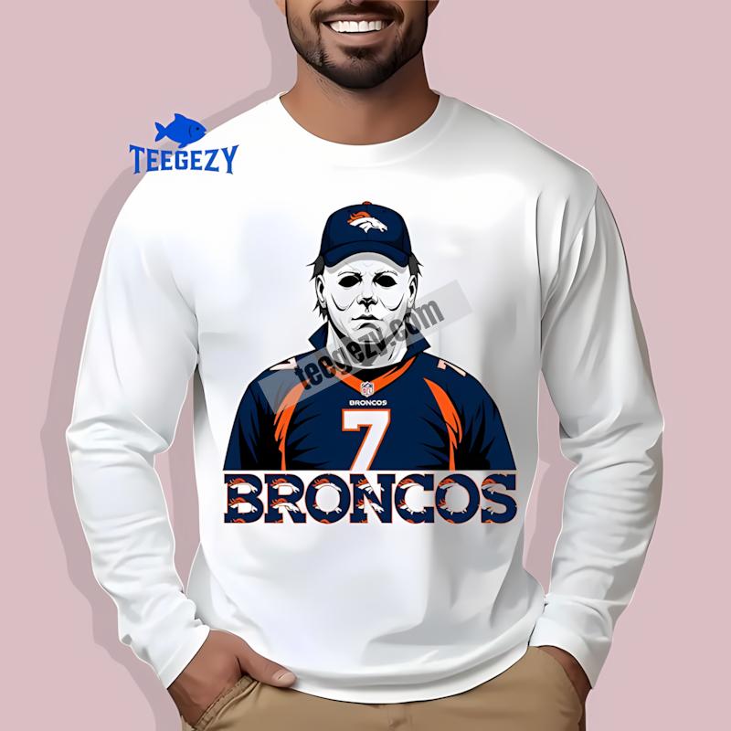 Denver Broncos Michael Myers Spooky Graphic Long Sleeve Denver Broncos Michael Myers Spooky Graphic Long Sleeve