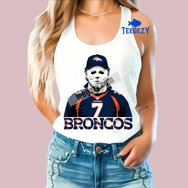 Denver Broncos Michael Myers Spooky Graphic Tanktop Denver Broncos Michael Myers Spooky Graphic Tanktop