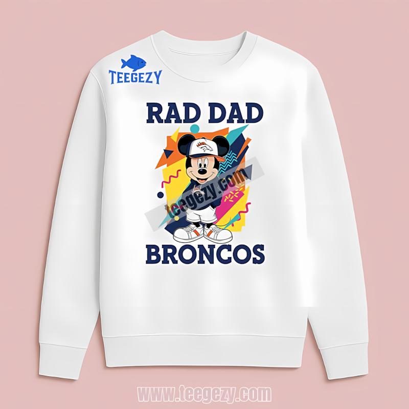Denver Broncos Mickey Mouse Rad Dad Mens Graphic Long Sleeve Denver Broncos Mickey Mouse Rad Dad Mens Graphic Long Sleeve