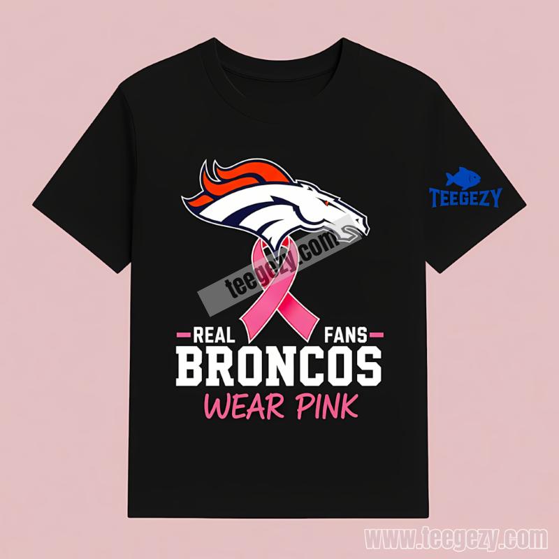 Denver Broncos Real Fans Wear Pink Mens T-Shirt Denver Broncos Real Fans Wear Pink Mens T-Shirt