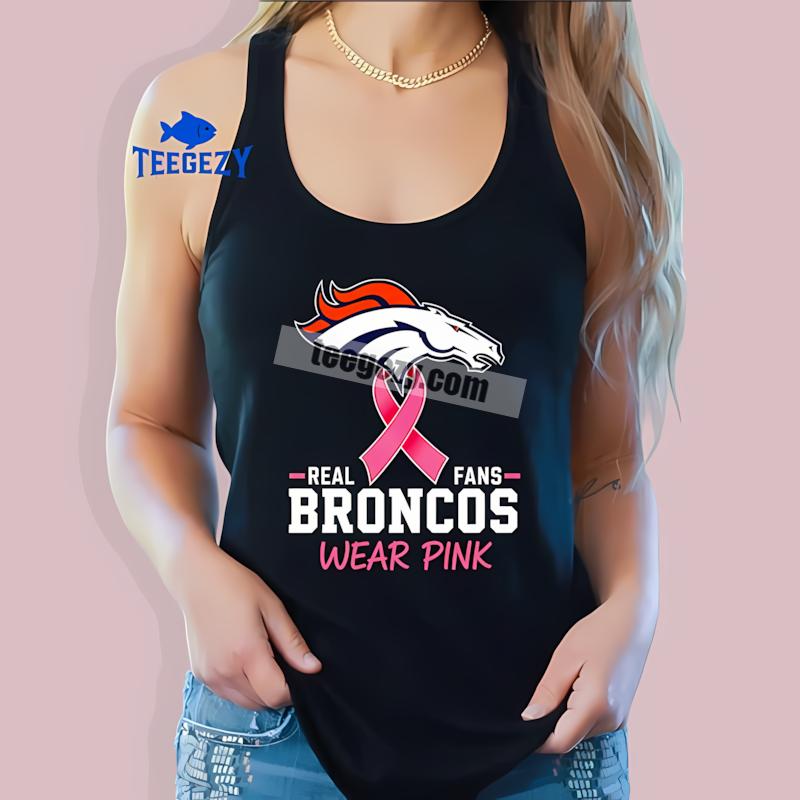 Denver Broncos Real Fans Wear Pink Mens Tanktop Denver Broncos Real Fans Wear Pink Mens Tanktop