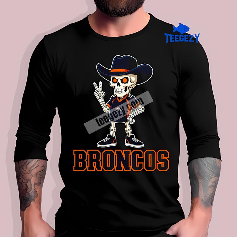 Denver Broncos Skeleton Cowboy Fashion Long Sleeve Denver Broncos Skeleton Cowboy Fashion Long Sleeve