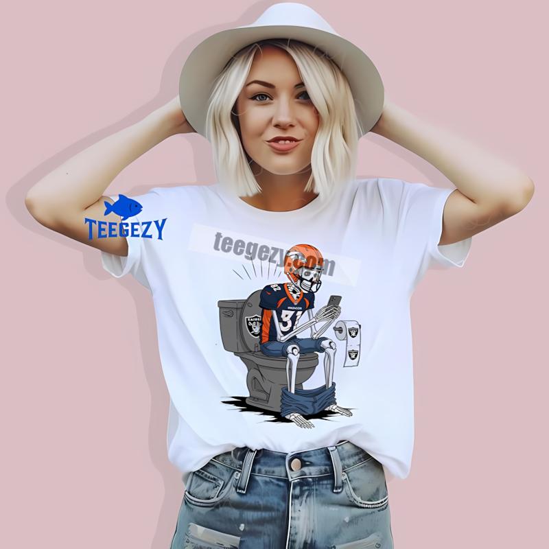Denver Broncos Skeleton Toilet Raiders Rivalry Mens T-Shirt Denver Broncos Skeleton Toilet Raiders Rivalry Mens T-Shirt