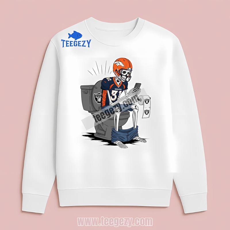 Denver Broncos Skeleton Toilet Raiders Rivalry Mens Long Sleeve Denver Broncos Skeleton Toilet Raiders Rivalry Mens Long Sleeve