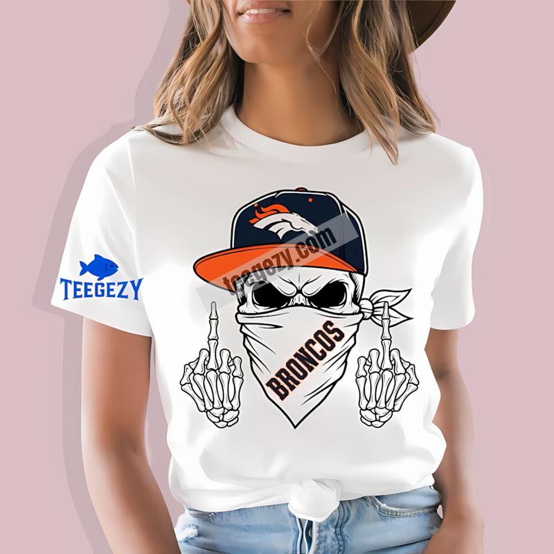 Denver Broncos Skull Bandana Womens T-Shirt Denver Broncos Skull Bandana Womens T-Shirt