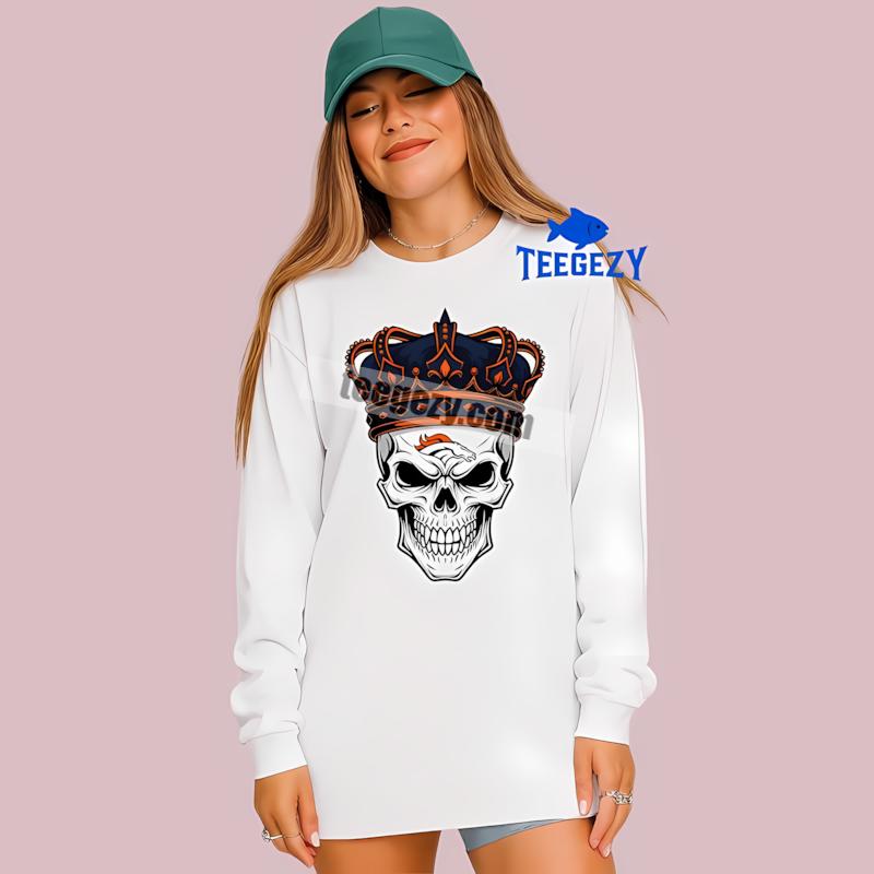 Denver Broncos Skull Crown Dark Grunge Womens Long Sleeve Denver Broncos Skull Crown Dark Grunge Womens Long Sleeve