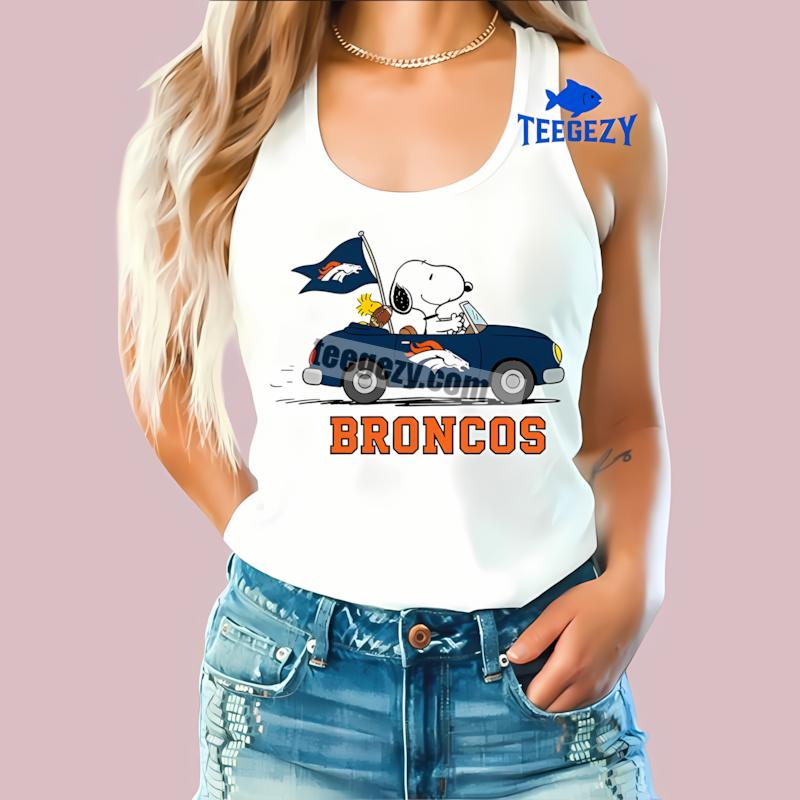 Denver Broncos Snoopy Driving Car Statement Tanktop Denver Broncos Snoopy Driving Car Statement Tanktop