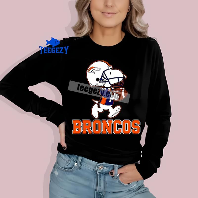 Denver Broncos Snoopy Football Running Custom Long Sleeve Denver Broncos Snoopy Football Running Custom Long Sleeve