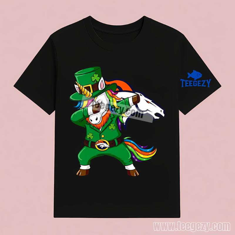 Denver Broncos St Patricks Day Vs Dabbing Unicorn T-Shirt Denver Broncos St Patricks Day Vs Dabbing Unicorn T-Shirt