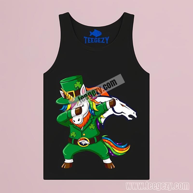 Denver Broncos St Patricks Day Vs Dabbing Unicorn Tanktop Denver Broncos St Patricks Day Vs Dabbing Unicorn Tanktop