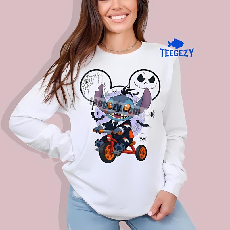 Denver Broncos Stitch Saw Halloween Retro Long Sleeve Denver Broncos Stitch Saw Halloween Retro Long Sleeve