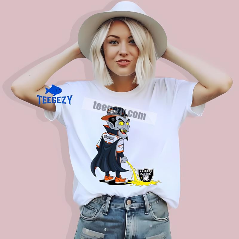 Denver Broncos Vs Raiders Dracula Rivalry Cotton T-Shirt Denver Broncos Vs Raiders Dracula Rivalry Cotton T-Shirt