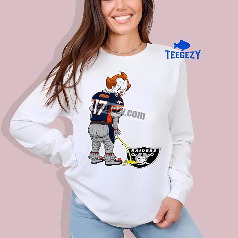Denver Broncos Vs Raiders Halloween Pennywise Rivalry Classic Long Sleeve Denver Broncos Vs Raiders Halloween Pennywise Rivalry Classic Long Sleeve