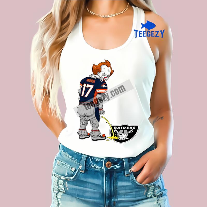 Denver Broncos Vs Raiders Halloween Pennywise Rivalry Classic Tanktop Denver Broncos Vs Raiders Halloween Pennywise Rivalry Classic Tanktop