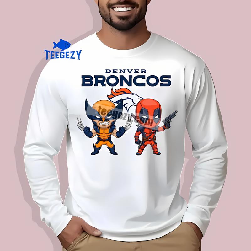 Denver Broncos Wolverine Deadpool Superhero Womens Long Sleeve Denver Broncos Wolverine Deadpool Superhero Womens Long Sleeve