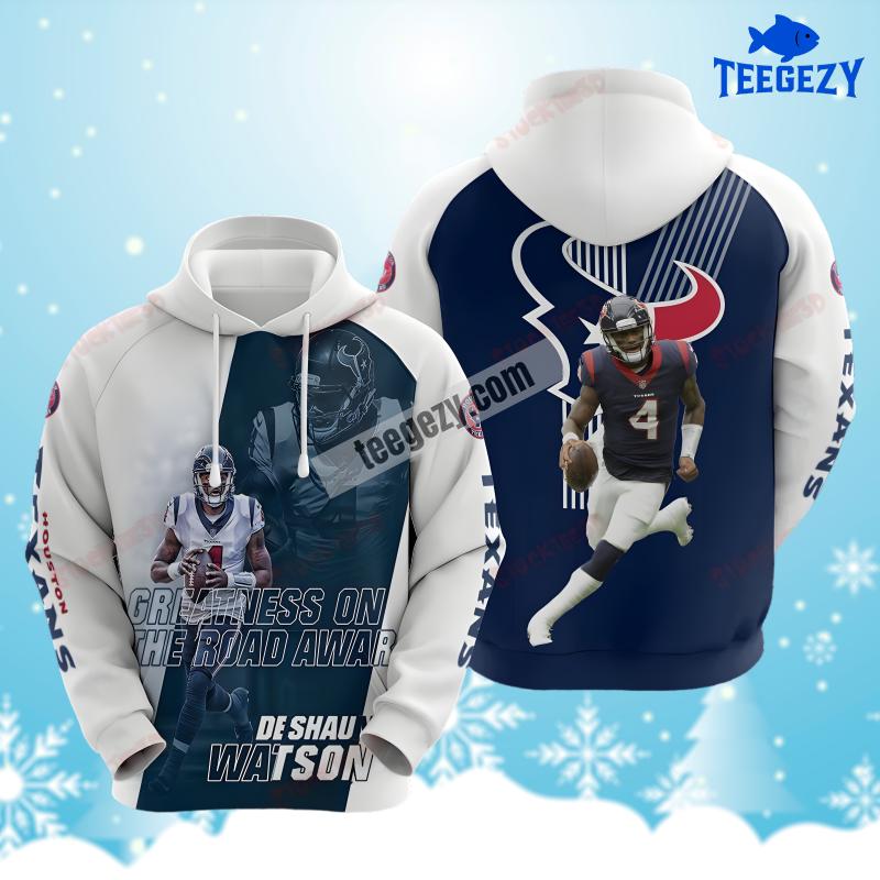 Deshaun Watson Houston Texans White Blue Pattern 3D Hoodie Deshaun Watson Houston Texans White Blue Pattern 3D Hoodie