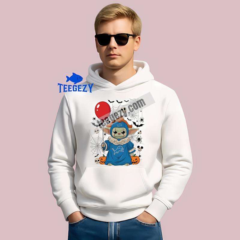 Detroit Lions Baby Yoda Pennywise Halloween Printed Hoodie Detroit Lions Baby Yoda Pennywise Halloween Printed Hoodie