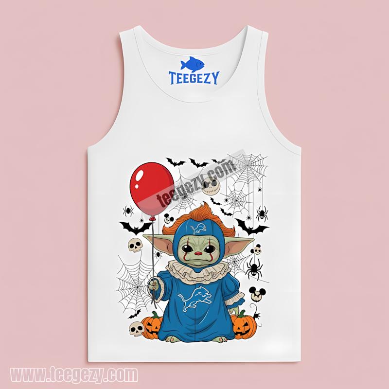 Detroit Lions Baby Yoda Pennywise Halloween Printed Tanktop Detroit Lions Baby Yoda Pennywise Halloween Printed Tanktop