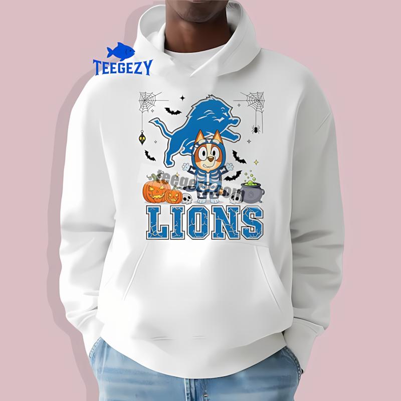Detroit Lions Bingo Bluey Halloween Skeleton Pumpkin Statement Hoodie Detroit Lions Bingo Bluey Halloween Skeleton Pumpkin Statement Hoodie