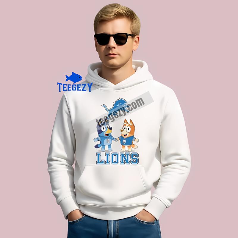 Detroit Lions Bluey And Bingo Holding Hands Dri Fit Hoodie Detroit Lions Bluey And Bingo Holding Hands Dri Fit Hoodie