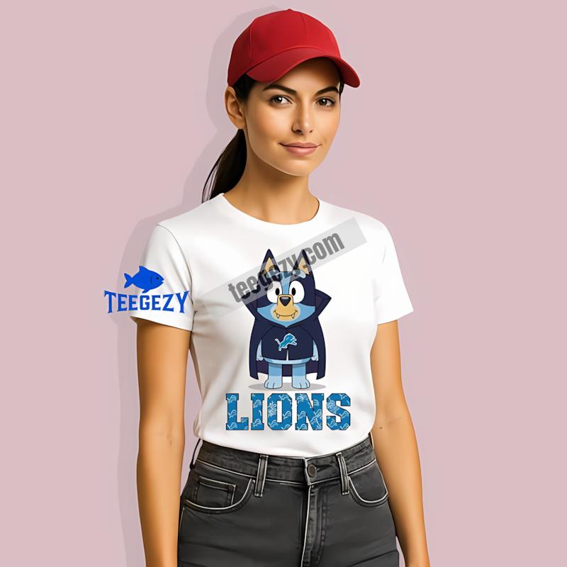 Detroit Lions Bluey Vampire Graphic T-Shirt Detroit Lions Bluey Vampire Graphic T-Shirt
