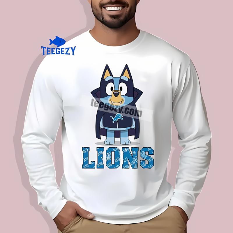 Detroit Lions Bluey Vampire Graphic Long Sleeve Detroit Lions Bluey Vampire Graphic Long Sleeve