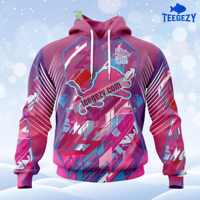 Detroit Lions Breast Cancer Pink Dad Mom 3D Hoodie Detroit Lions Breast Cancer Pink Dad Mom 3D Hoodie