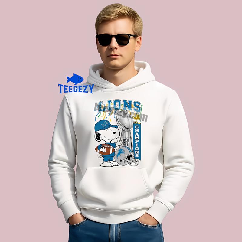 Detroit Lions Champions Snoopy Celebration Unisex Hoodie Detroit Lions Champions Snoopy Celebration Unisex Hoodie