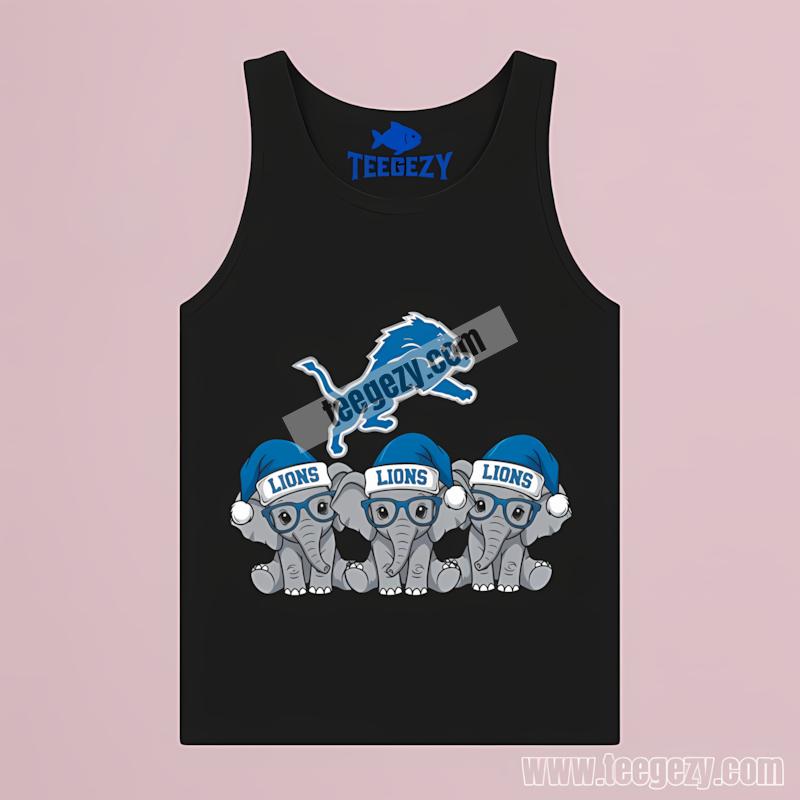 Detroit Lions Christmas Elephants Graphic Tanktop Detroit Lions Christmas Elephants Graphic Tanktop