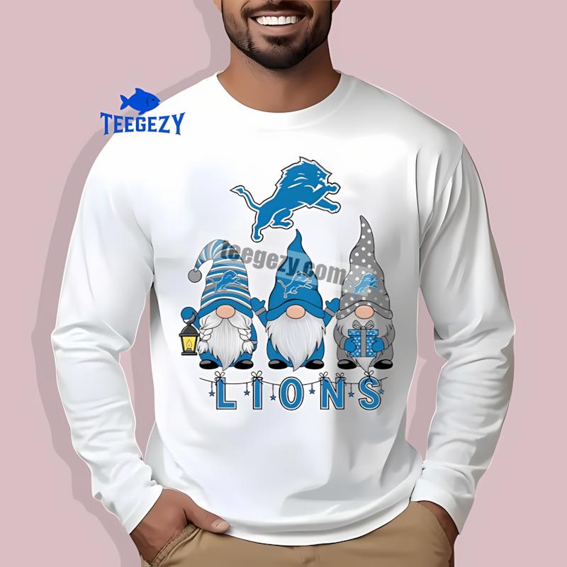 Detroit Lions Christmas Gnomes Printed Long Sleeve Detroit Lions Christmas Gnomes Printed Long Sleeve