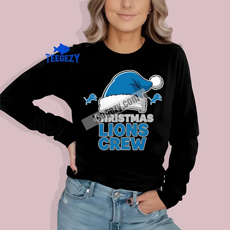 Detroit Lions Christmas Lions Crew Soft Long Sleeve Detroit Lions Christmas Lions Crew Soft Long Sleeve