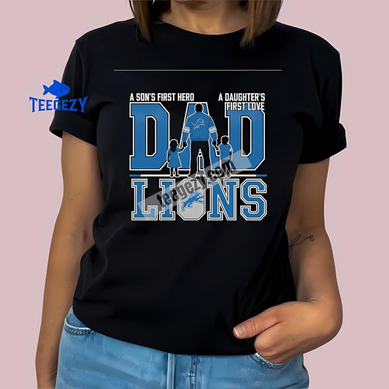 Detroit Lions Dad Fathers Day Sons Hero Daughters Love Mens T-Shirt Detroit Lions Dad Fathers Day Sons Hero Daughters Love Mens T-Shirt