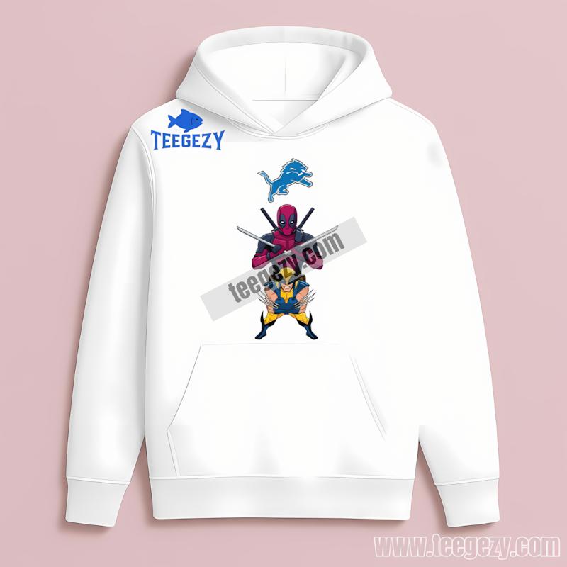 Detroit Lions Deadpool Wolverine Crossover Hoodie Detroit Lions Deadpool Wolverine Crossover Hoodie