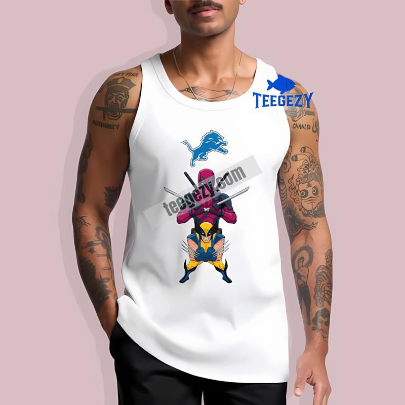 Detroit Lions Deadpool Wolverine Crossover Tanktop Detroit Lions Deadpool Wolverine Crossover Tanktop