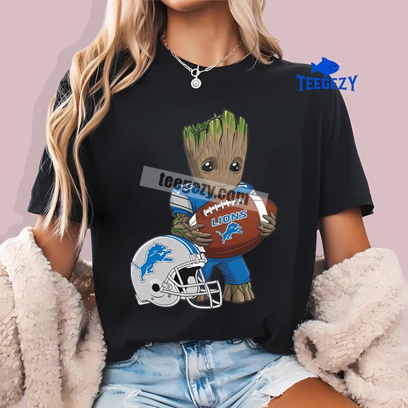 Detroit Lions Groot Football Custom T-Shirt Detroit Lions Groot Football Custom T-Shirt