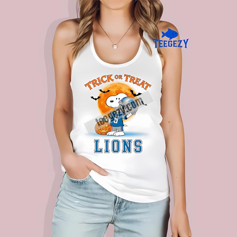 Detroit Lions Halloween Snoopy Trick Or Treat Printed Tanktop Detroit Lions Halloween Snoopy Trick Or Treat Printed Tanktop