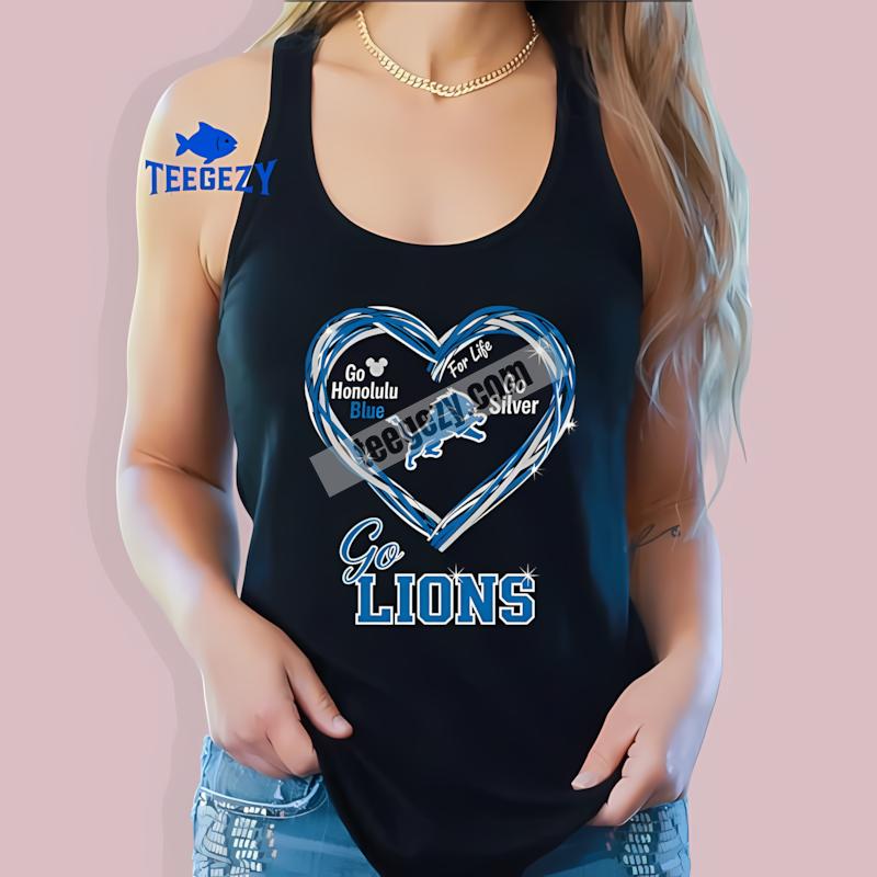 Detroit Lions Heart Go Honolulu Blue Go Silver Graphic Tanktop Detroit Lions Heart Go Honolulu Blue Go Silver Graphic Tanktop