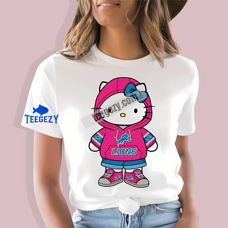 Detroit Lions Hello Kitty Womens T-Shirt Detroit Lions Hello Kitty Womens T-Shirt
