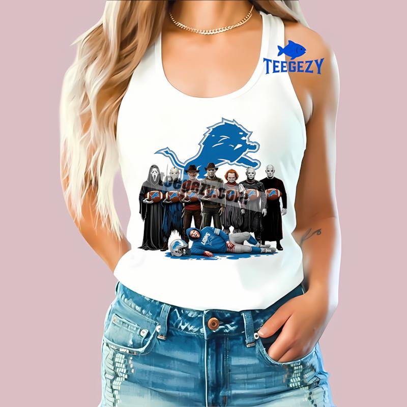 Detroit Lions Horror Movie Characters Halloween Adults Tanktop Detroit Lions Horror Movie Characters Halloween Adults Tanktop