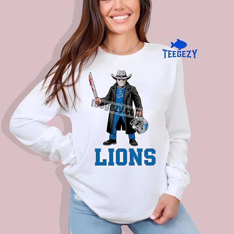 Detroit Lions Jason Voorhees Halloween Retro Long Sleeve Detroit Lions Jason Voorhees Halloween Retro Long Sleeve