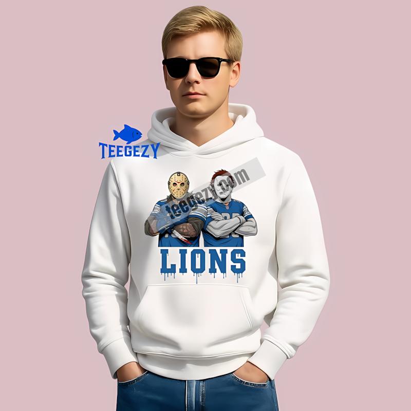 Detroit Lions Jason Voorhees Michael Myers Horror Adults Hoodie Detroit Lions Jason Voorhees Michael Myers Horror Adults Hoodie