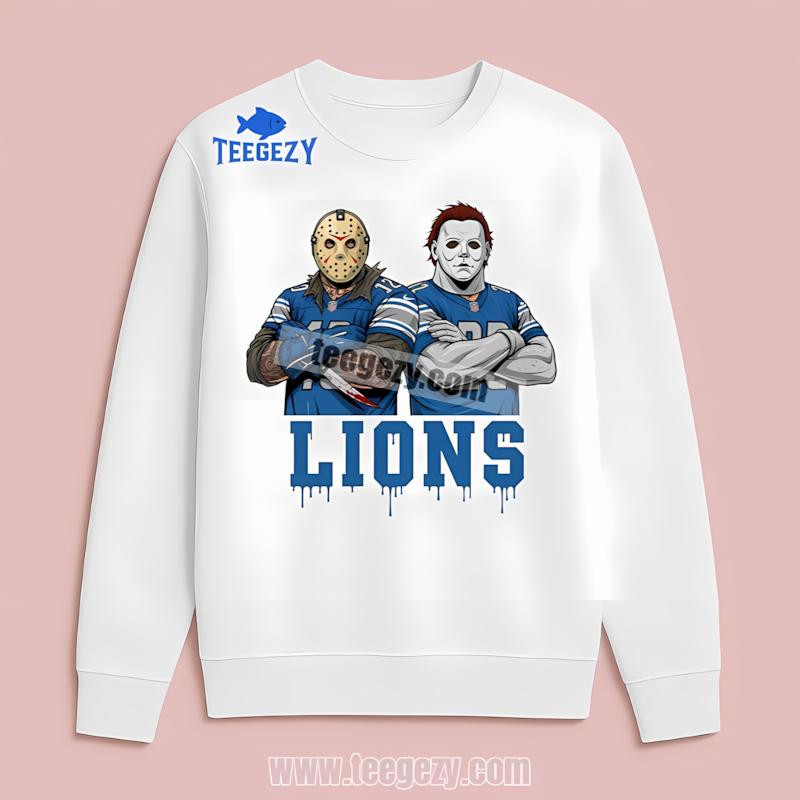 Detroit Lions Jason Voorhees Michael Myers Horror Adults Long Sleeve Detroit Lions Jason Voorhees Michael Myers Horror Adults Long Sleeve