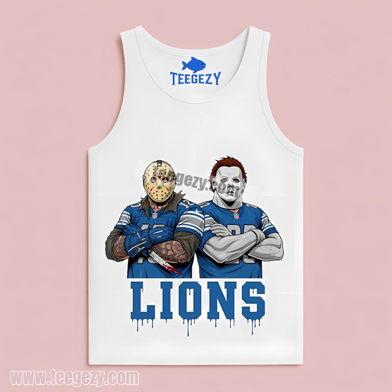Detroit Lions Jason Voorhees Michael Myers Horror Adults Tanktop Detroit Lions Jason Voorhees Michael Myers Horror Adults Tanktop