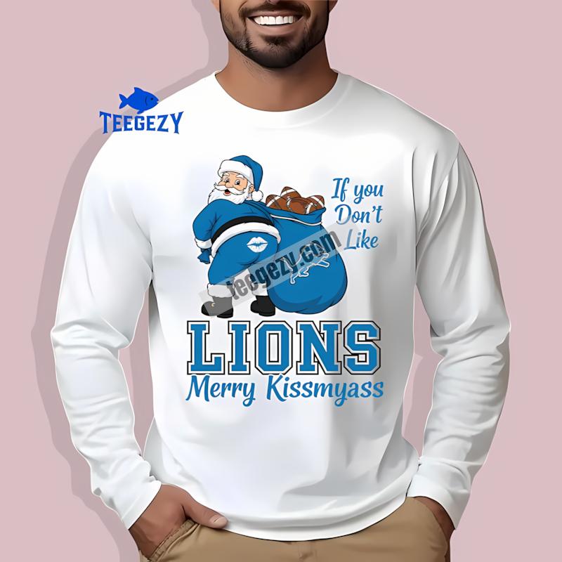Detroit Lions Merry Kissmyass Santa Funny Personalized Long Sleeve Detroit Lions Merry Kissmyass Santa Funny Personalized Long Sleeve